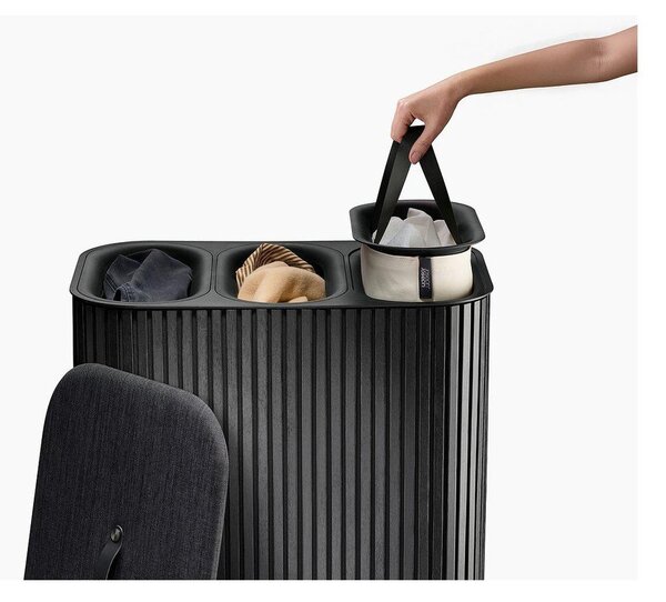 Crna bambusova košara za rublje 3x30 l Tota Trio Luxe – Joseph Joseph