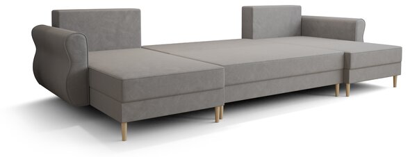 Razvlačna U kutna garnitura SILVIANO 300x140 cm, tamno zelena + 2 jastuka GRATIS