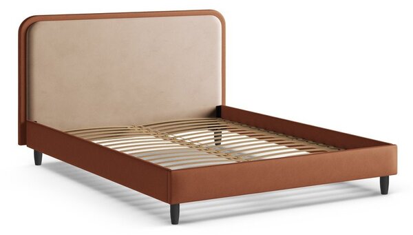 Ciglasti tapecirani bračni krevet s podnicom 180x200 cm Aveline – Micadoni