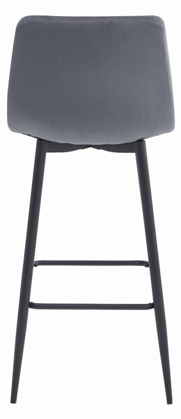 Barska stolica ARCETO VELVET s crnim nogama, tamno siva