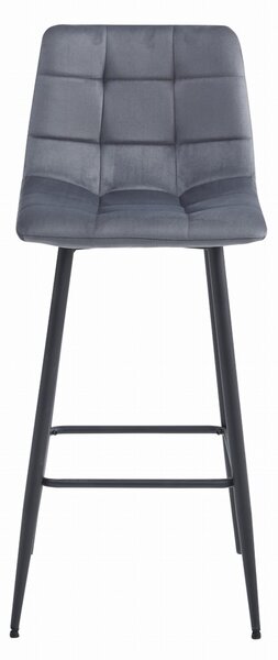 Barska stolica ARCETO VELVET s crnim nogama, tamno siva
