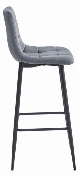 Barska stolica ARCETO VELVET s crnim nogama, tamno siva