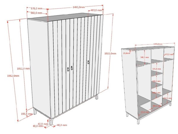Bež dječja garderoba 149x196x58 cm Sezane – Vipack