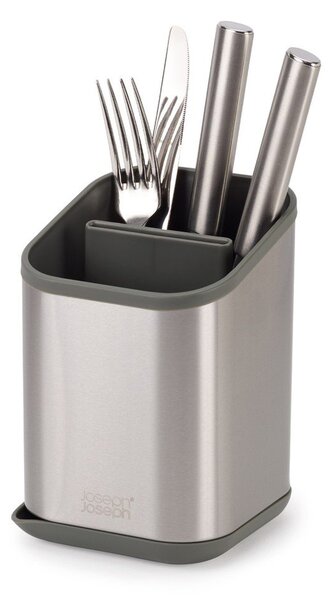 Ocjeđivač za posuđe od nehrđajućeg čelika za pribor u sjajno srebrnoj boji 11x11,5 cm Duo Steel – Joseph Joseph