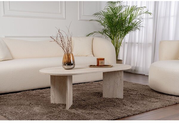 Bež stolić za kavu u polusjajnom dekoru 60x119 cm Sable – Kalune Design
