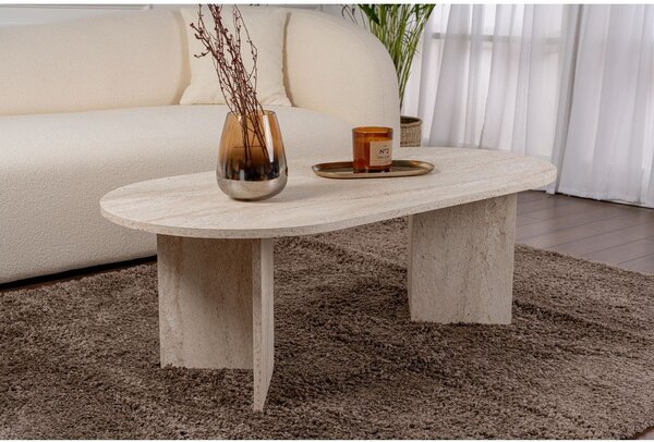 Bež stolić za kavu u polusjajnom dekoru 60x119 cm Sable – Kalune Design