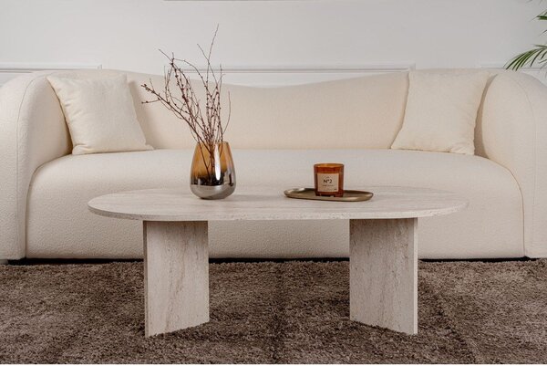 Bež stolić za kavu u polusjajnom dekoru 60x119 cm Sable – Kalune Design