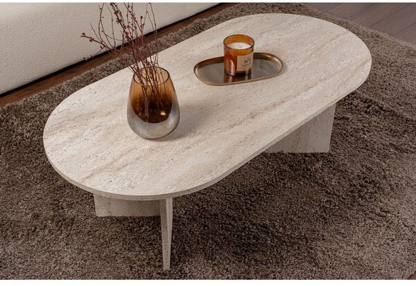 Bež stolić za kavu u polusjajnom dekoru 60x119 cm Sable – Kalune Design
