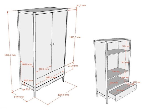 Bež dječja garderoba 110x190x55 cm Swingo – Vipack