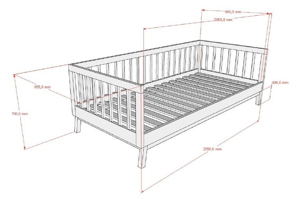 Bež dječji krevet od masivnog bora s podnicom 90x200 cm Sezane – Vipack