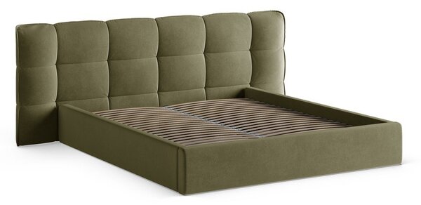 Zeleni tapecirani bračni krevet s prostorom za odlaganje s podnicom 160x200 cm Eric – Micadoni