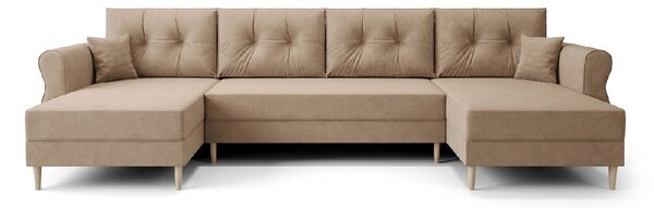 Razvlačna U kutna garnitura SILVIANO 300x140 cm, bež + 2 jastuka GRATIS