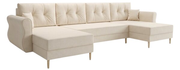 Razvlačna U kutna garnitura SILVIANO 300x140 cm, krem + 2 jastuka GRATIS