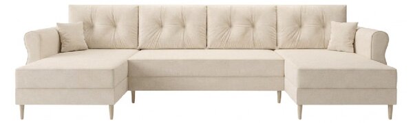 Razvlačna U kutna garnitura SILVIANO 300x140 cm, krem + 2 jastuka GRATIS