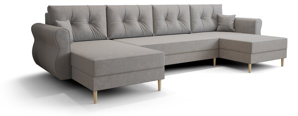 Razvlačna U kutna garnitura SILVIANO 300x140 cm, siva + 2 jastuka GRATIS