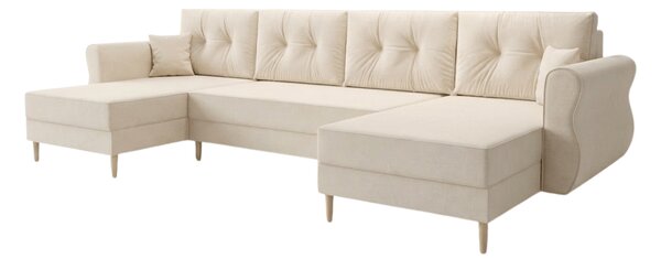 Razvlačna U kutna garnitura SILVIANO 300x140 cm, krem + 2 jastuka GRATIS
