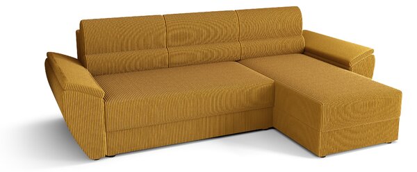 Razvlačna kutna garnitura L TAVERO 251x140 cm, senf, univerzalna