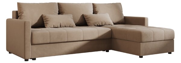 Razvlačna kutna garnitura L VENORIA 220x143 cm, bež + 2 jastuka GRATIS, univerzalna
