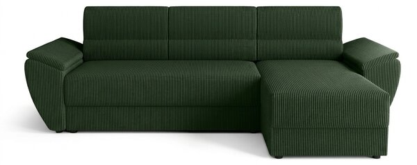 Razvlačna kutna garnitura L TAVERO 251x140 cm, tamno zelena, univerzalna