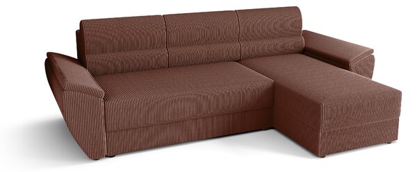 Razvlačna kutna garnitura L TAVERO 251x140 cm, tamno roza, univerzalna