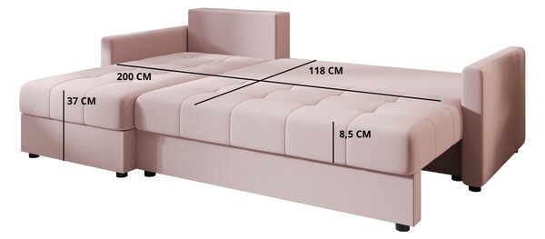 Razvlačna kutna garnitura L VENORIA 220x143 cm, krem + 2 jastuka GRATIS, univerzalna