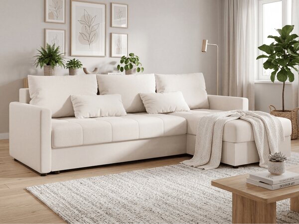 Razvlačna kutna garnitura L VENORIA 220x143 cm, krem + 2 jastuka GRATIS, univerzalna
