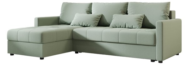 Razvlačna kutna garnitura L VENORIA 220x143 cm, svijetlo zelena + 2 jastuka GRATIS, univerzalna