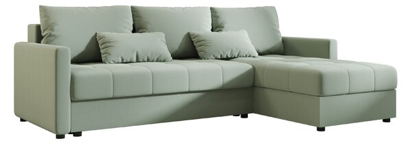 Razvlačna kutna garnitura L VENORIA 220x143 cm, svijetlo zelena + 2 jastuka GRATIS, univerzalna