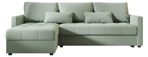 Razvlačna kutna garnitura L VENORIA 220x143 cm, svijetlo zelena + 2 jastuka GRATIS, univerzalna