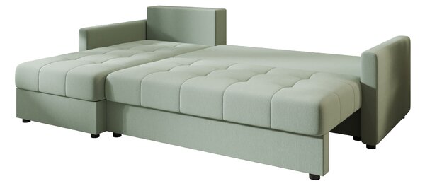 Razvlačna kutna garnitura L VENORIA 220x143 cm, svijetlo zelena + 2 jastuka GRATIS, univerzalna