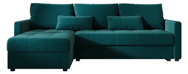 Razvlačna kutna garnitura L VENORIA 220x143 cm, petrolej + 2 jastuka GRATIS, univerzalna