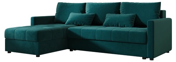 Razvlačna kutna garnitura L VENORIA 220x143 cm, petrolej + 2 jastuka GRATIS, univerzalna