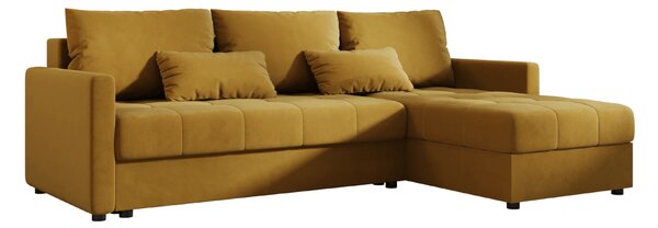 Razvlačna kutna garnitura L VENORIA 220x143 cm, senf + 2 jastuka GRATIS, univerzalna