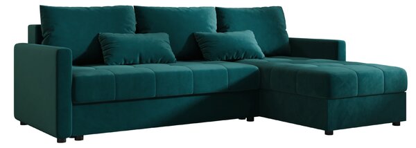 Razvlačna kutna garnitura L VENORIA 220x143 cm, petrolej + 2 jastuka GRATIS, univerzalna