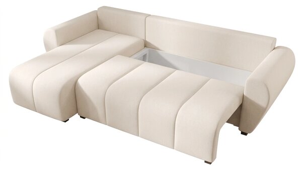 Razvlačna kutna garnitura L SEVIO 246x145 cm, krem + 2 jastuka GRATIS, univerzalna