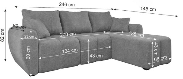 Razvlačna kutna garnitura L SEVIO 246x145 cm, boja boce zelena + 2 jastuka GRATIS, univerzalna