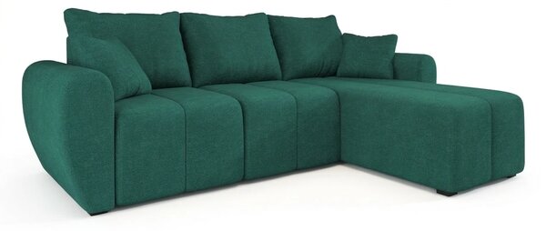 Razvlačna kutna garnitura L SEVIO 246x145 cm, boja boce zelena + 2 jastuka GRATIS, univerzalna