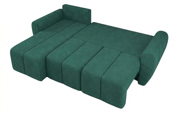 Razvlačna kutna garnitura L SEVIO 246x145 cm, boja boce zelena + 2 jastuka GRATIS, univerzalna