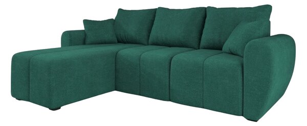 Razvlačna kutna garnitura L SEVIO 246x145 cm, boja boce zelena + 2 jastuka GRATIS, univerzalna