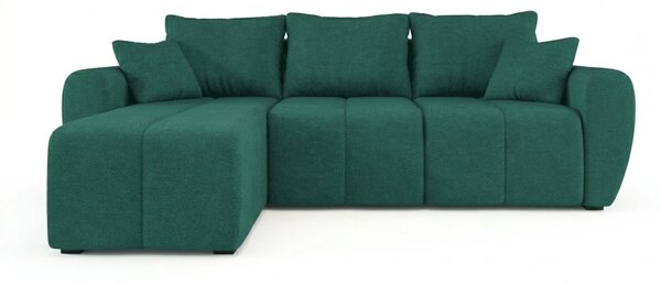 Razvlačna kutna garnitura L SEVIO 246x145 cm, boja boce zelena + 2 jastuka GRATIS, univerzalna