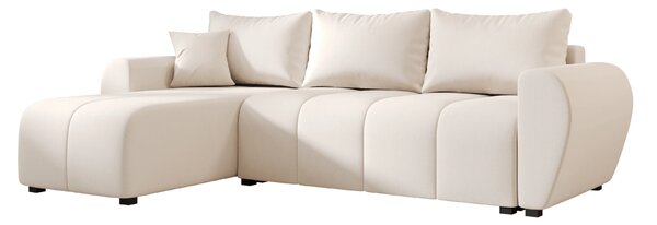 Razvlačna kutna garnitura L SEVIO 246x145 cm, krem + 2 jastuka GRATIS, univerzalna