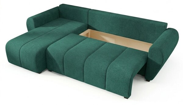 Razvlačna kutna garnitura L SEVIO 246x145 cm, boja boce zelena + 2 jastuka GRATIS, univerzalna