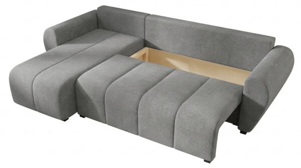 Razvlačna kutna garnitura L SEVIO 246x145 cm, siva + 2 jastuka GRATIS, univerzalna