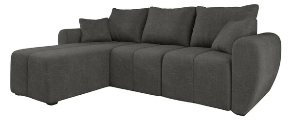Razvlačna kutna garnitura L SEVIO 246x145 cm, tamno siva + 2 jastuka GRATIS, univerzalna