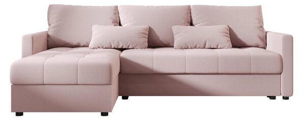 Razvlačna kutna garnitura L VENORIA 220x143 cm, puderasto roza + 2 jastuka GRATIS, univerzalna