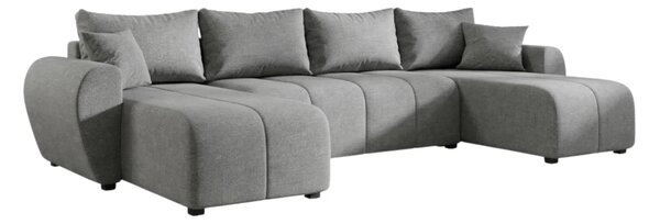 Razvlačna U kutna garnitura SEVIO 311x145 cm, siva + 2 jastuka GRATIS