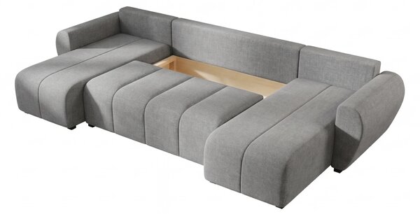 Razvlačna U kutna garnitura SEVIO 311x145 cm, siva + 2 jastuka GRATIS