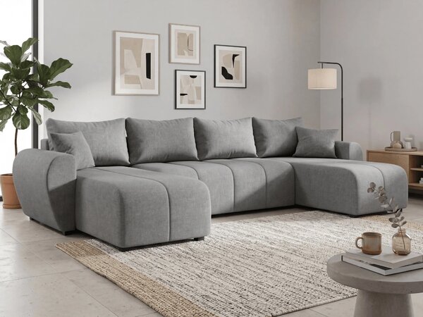 Razvlačna U kutna garnitura SEVIO 311x145 cm, siva + 2 jastuka GRATIS