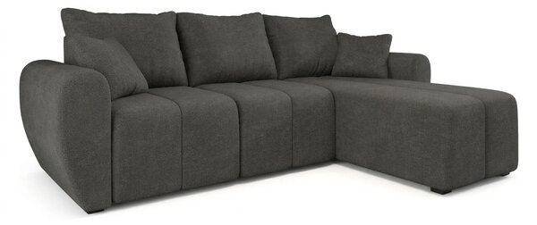 Razvlačna kutna garnitura L SEVIO 246x145 cm, tamno siva + 2 jastuka GRATIS, univerzalna