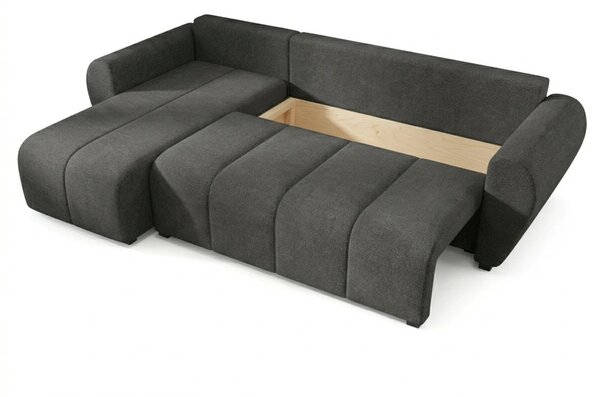 Razvlačna kutna garnitura L SEVIO 246x145 cm, tamno siva + 2 jastuka GRATIS, univerzalna
